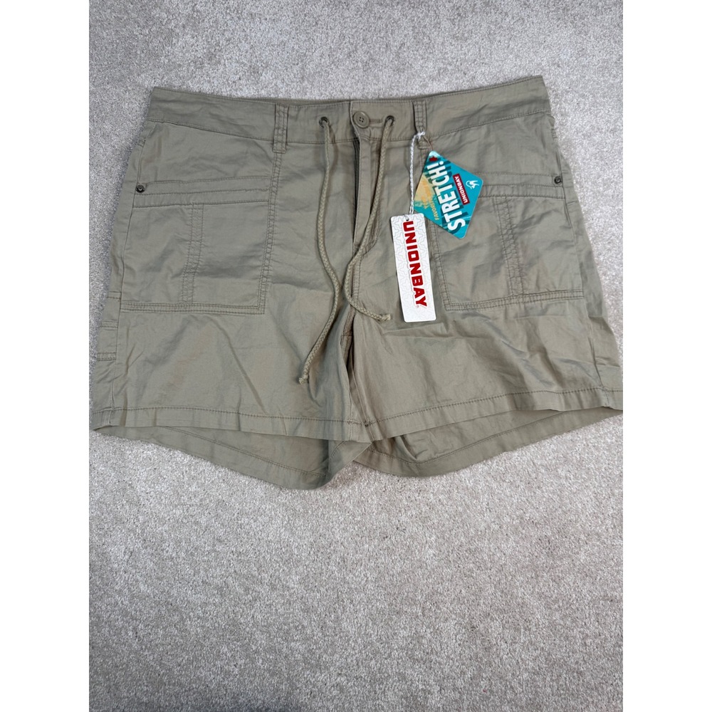 Unionbay Womens Size 17 Khaki Tan Stretch Cargo Shorts Drawstring NWT